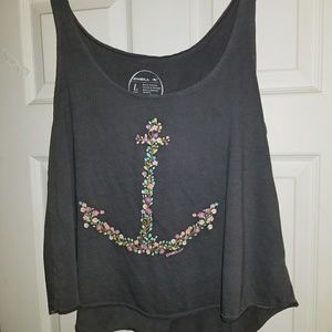 O'neill crop top tank size large Gray with flowers